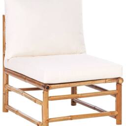 Wyld and Coco 1-Seat Modular Bamboo Chair - Off-White Polyester Cushion in White - thumbnail 2