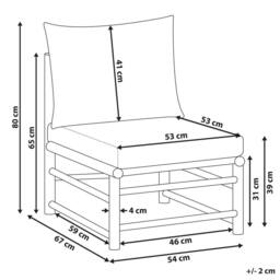 Wyld and Coco 1-Seat Modular Bamboo Chair - Off-White Polyester Cushion in White - thumbnail 3