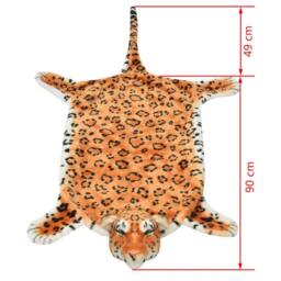 Berkfield Home Leopard Carpet Plush 139 cm Brown in Tan - Size: 100 cm diameter - thumbnail 4