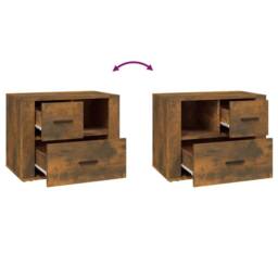 Berkfield Home Classic Bedside Cabinet Smoked Oak 60x36x45 cm Engineered Wood in Brown - Size: 60 x 36 x 45 cm - thumbnail 9