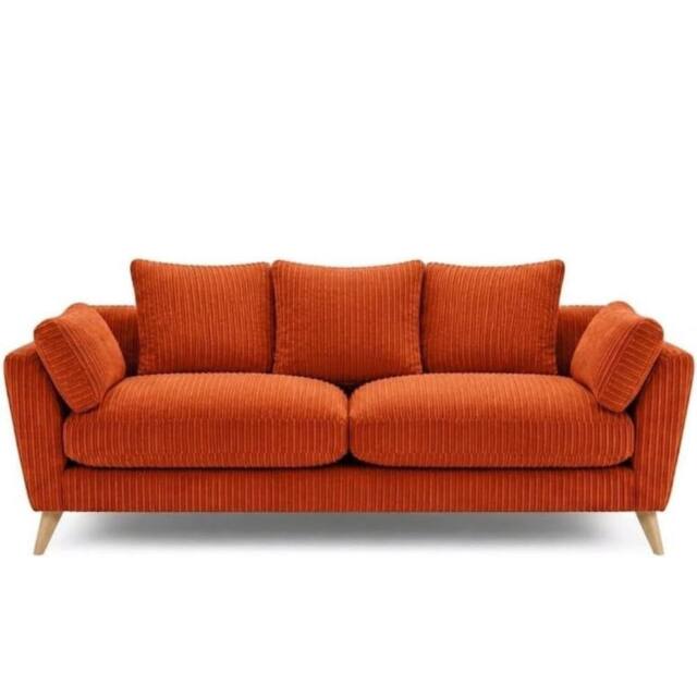 SOFASELECTION UK Harlow Jumbo Cord 2 Seater Sofa, Modern Tailored Design in Orange - Size: 2 Pack - image 1