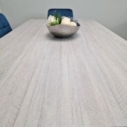KOSY KOALA Grey Dining Table & 4 Blue Velvet Tufted Chairs with 1 Bench - Size: 140 cm x 80 cm - thumbnail 3
