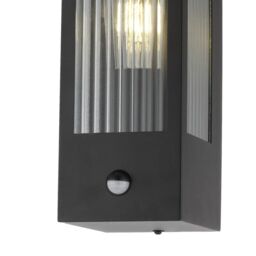 CGC Lighting 'Stella' Bevelled Glass Black E27 Outdoor Box Wall Light with PIR Motion Sensor - thumbnail 5