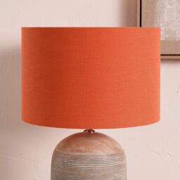 Ruma Terracotta Self Lined Linen Drum Lamp Shade for Table Lamps & Floor Lamps in Orange - Size: 14 inches