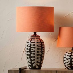Ruma Terracotta Self Lined Linen Drum Lamp Shade for Table Lamps & Floor Lamps in Orange - Size: 14 inches - thumbnail 4