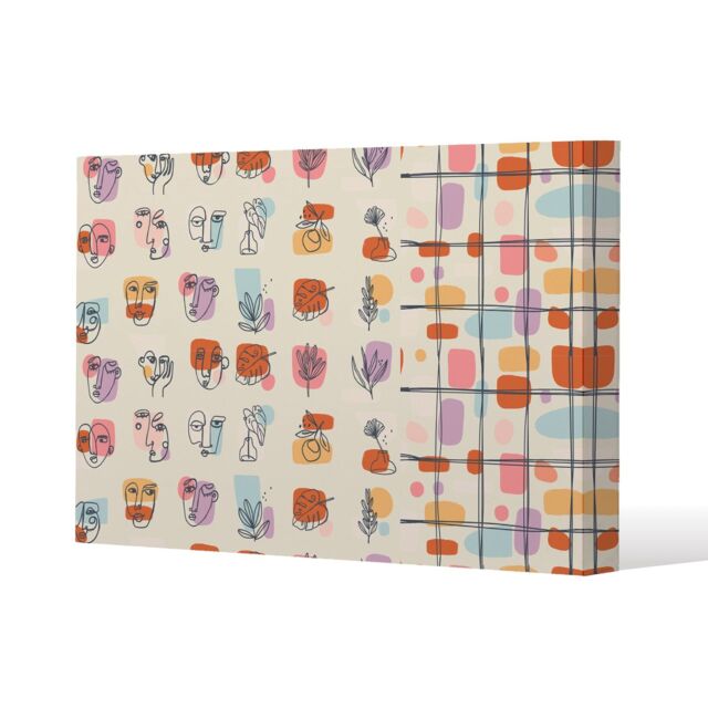 Benjamin Tate Design Leaves & Flowers, Abstract shapes (Canvas Print) / 114 x 77 x 4cm in Natural - Size: 114 x 77 x 4 cm - image 1