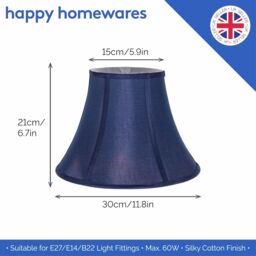Happy Homewares Traditional Empire Shaped Lamp Shade in Rich Silky Cotton Fabric in Midnight - Size: 12 inches - thumbnail 6