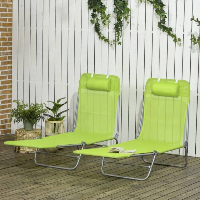 EONLION Outdoor Foldable Sun Loungers Set of 2 in Green - Size: 100 cm - image 1