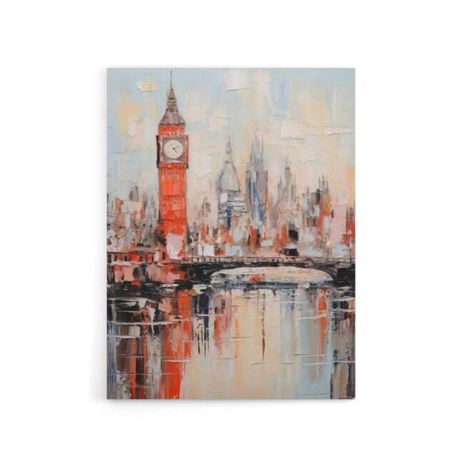 "Artery8 London Big Ben England Skyline Canvas Abstract Wall Art - Size: W18"" x H24""" - image 1