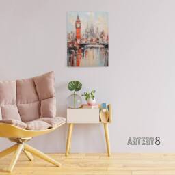 "Artery8 London Big Ben England Skyline Canvas Abstract Wall Art - Size: W18"" x H24""" - thumbnail 3