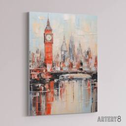 "Artery8 London Big Ben England Skyline Canvas Abstract Wall Art - Size: W18"" x H24""" - thumbnail 2