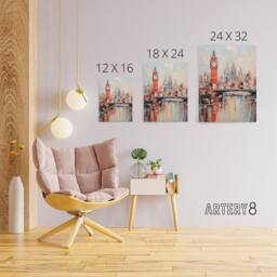 "Artery8 London Big Ben England Skyline Canvas Abstract Wall Art - Size: W18"" x H24""" - thumbnail 4