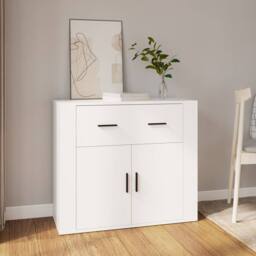 Berkfield Home Sideboard White 80x33x70 cm Engineered Wood - Size: 80 x 33 x 70 cm - thumbnail 2