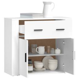 Berkfield Home Sideboard White 80x33x70 cm Engineered Wood - Size: 80 x 33 x 70 cm - thumbnail 7