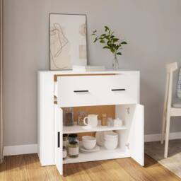 Berkfield Home Sideboard White 80x33x70 cm Engineered Wood - Size: 80 x 33 x 70 cm - thumbnail 6