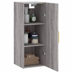 Berkfield Home Wall Mounted Cabinet Grey Sonoma 34.5x34x90 cm - thumbnail 5