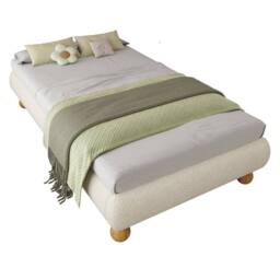 Matteo Beige Velvet Upholstered Single Bed Frame - thumbnail 4