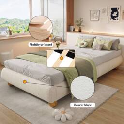 Matteo Beige Velvet Upholstered Single Bed Frame - thumbnail 6