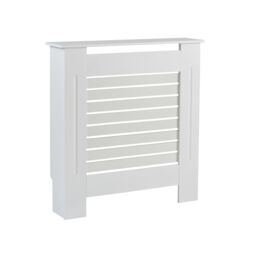 Home Source Small Radiator Cover Wooden MDF Wall Cabinet Shelf Slatted Grill in White - thumbnail 6