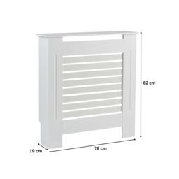 Home Source Small Radiator Cover Wooden MDF Wall Cabinet Shelf Slatted Grill in White - thumbnail 7