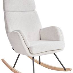 Wyld and Coco Off-White Rocking Chair - Woven Fabric Metal Legs Rubberwood Skates in White - thumbnail 2