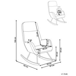 Wyld and Coco Off-White Rocking Chair - Woven Fabric Metal Legs Rubberwood Skates in White - thumbnail 4