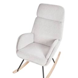 Wyld and Coco Off-White Rocking Chair - Woven Fabric Metal Legs Rubberwood Skates in White - thumbnail 6