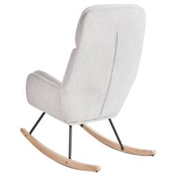 Wyld and Coco Off-White Rocking Chair - Woven Fabric Metal Legs Rubberwood Skates in White - thumbnail 5