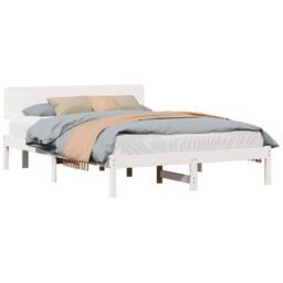 Berkfield Home Bed Frame with Headboard White 160x200 cm Solid Pine Wood - thumbnail 3