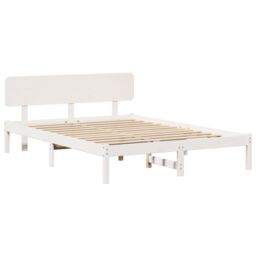 Berkfield Home Bed Frame with Headboard White 160x200 cm Solid Pine Wood - thumbnail 2