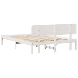 Berkfield Home Bed Frame with Headboard White 160x200 cm Solid Pine Wood - thumbnail 8