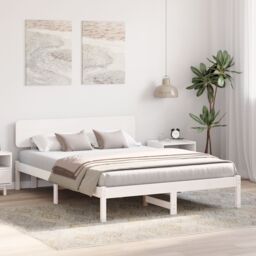 Berkfield Home Bed Frame with Headboard White 160x200 cm Solid Pine Wood - thumbnail 5