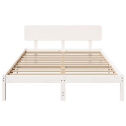 Berkfield Home Bed Frame with Headboard White 160x200 cm Solid Pine Wood - thumbnail 6
