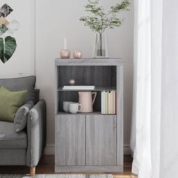 Berkfield Home Side Cabinet with LED Lights Grey Sonoma Engineered Wood - thumbnail 4