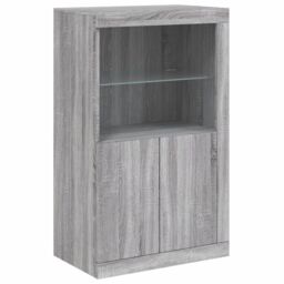 Berkfield Home Side Cabinet with LED Lights Grey Sonoma Engineered Wood - thumbnail 3