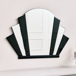 Melody Maison Black Glass Art Deco Arch Fan Wall Mirror 80cm X 60cm - Size: 80 cm X 60 cm - thumbnail 5