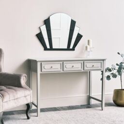 Melody Maison Black Glass Art Deco Arch Fan Wall Mirror 80cm X 60cm - Size: 80 cm X 60 cm - thumbnail 6