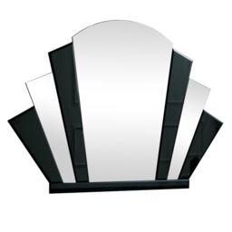 Melody Maison Black Glass Art Deco Arch Fan Wall Mirror 80cm X 60cm - Size: 80 cm X 60 cm - thumbnail 1