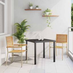 Berkfield Home Stacking Garden Chairs - Set of 2 in Beige Poly Rattan - thumbnail 2
