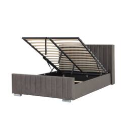 Harmin LUXURY 5ft King sized Steel Plush Velvet Ottoman Winged bed in Dark Grey - Size: EU King - thumbnail 3