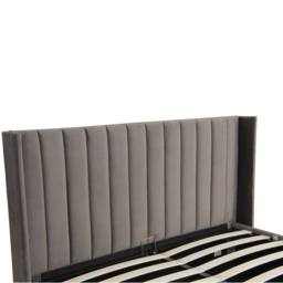 Harmin LUXURY 5ft King sized Steel Plush Velvet Ottoman Winged bed in Dark Grey - Size: EU King - thumbnail 5