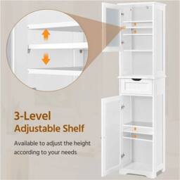 KORVIXA 170cm Bathroom Floor Cabinet, Freestanding in White - thumbnail 4