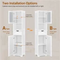 KORVIXA 170cm Bathroom Floor Cabinet, Freestanding in White - thumbnail 5