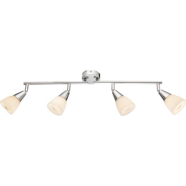 Netlighting Tadeus Ceiling Spotlight Bar Chrome Opal Glass Shade 4x E14 in Grey - image 1