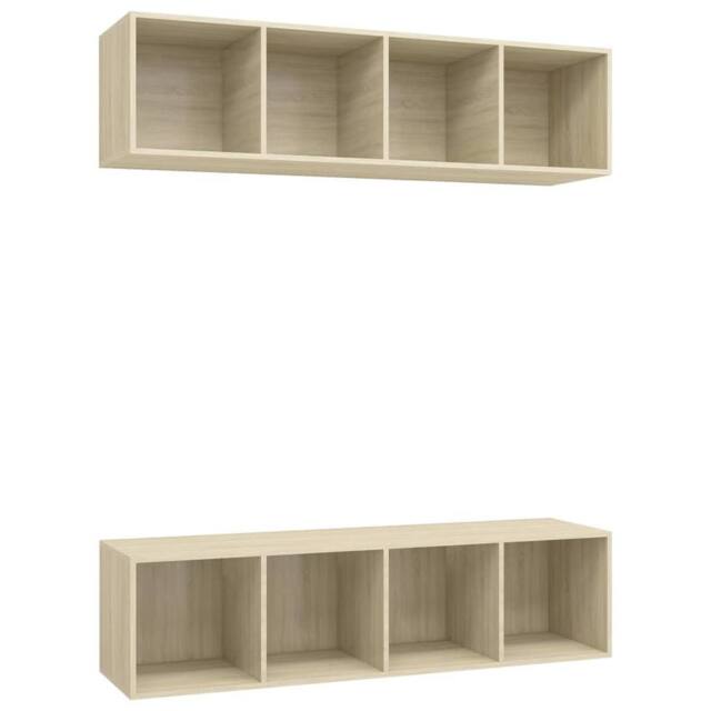 Berkfield Home Wall-mounted TV Cabinets 2 pcs Sonoma Oak Engineered Wood in Light Brown - image 1