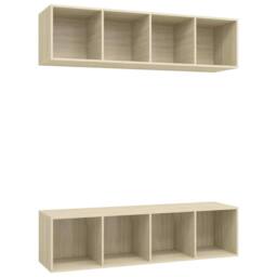 Berkfield Home Wall-mounted TV Cabinets 2 pcs Sonoma Oak Engineered Wood in Light Brown - thumbnail 1