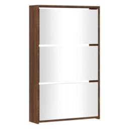 Berkfield Home Shoe Cabinet with Mirror 3-Layer Brown Oak 63x17x102.5 cm - thumbnail 3