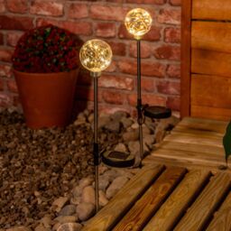 ValueLights Fairy Globe Solar Powered Outdoor Spike Lights 2 Pack Garden Stake Lamp in Clear - thumbnail 1