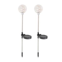 ValueLights Fairy Globe Solar Powered Outdoor Spike Lights 2 Pack Garden Stake Lamp in Clear - thumbnail 2