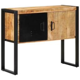 Berkfield Home Console Cabinet 90x35x75 cm Solid Rough Wood Mango in Brown - Size: 90 x 35 x 75 cm - thumbnail 4